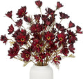 20" Artificial Burgundy Daisy Flowers for Fall Flower Arrangement, 3 Bundles Faux Chrysanthemum Flowers Branches for Gothic Halloween & Autumn Home Decor, Dark Fake Wildflowers Mums Black Red