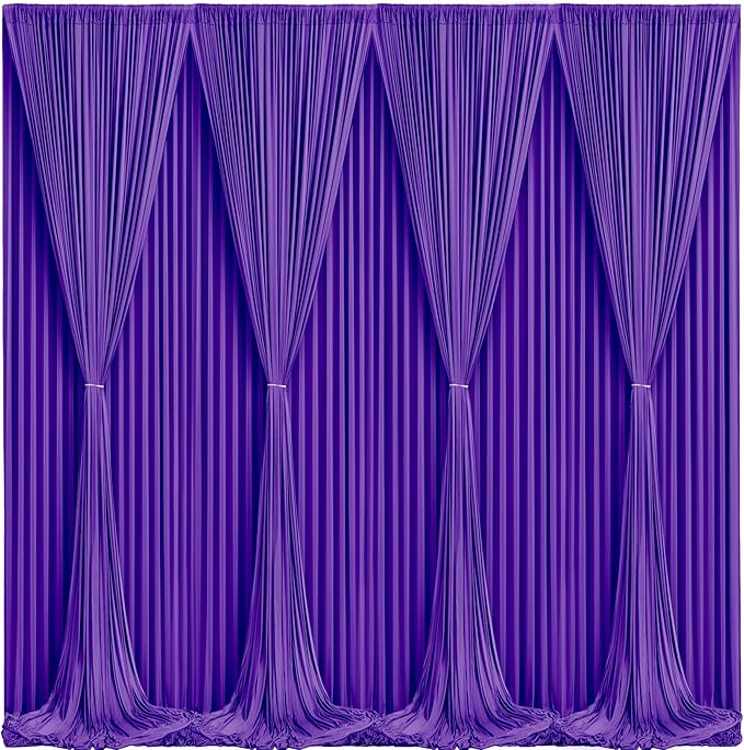 Purple Backdrop Curtains - 8 Panel Wrinkle-Free Polyester Photography Drapes for Baby Shower & Birthday Party - 32 x 10FT