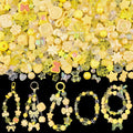 Assorted Acrylic Beads, 200-260PCS Yellow Cute Beads for Bracelet Making, GummyBear Bow Flower Candy Kawaii Charms for Jewelry Making DIY Necklace Keychain Phone Charm Christmas Gift
