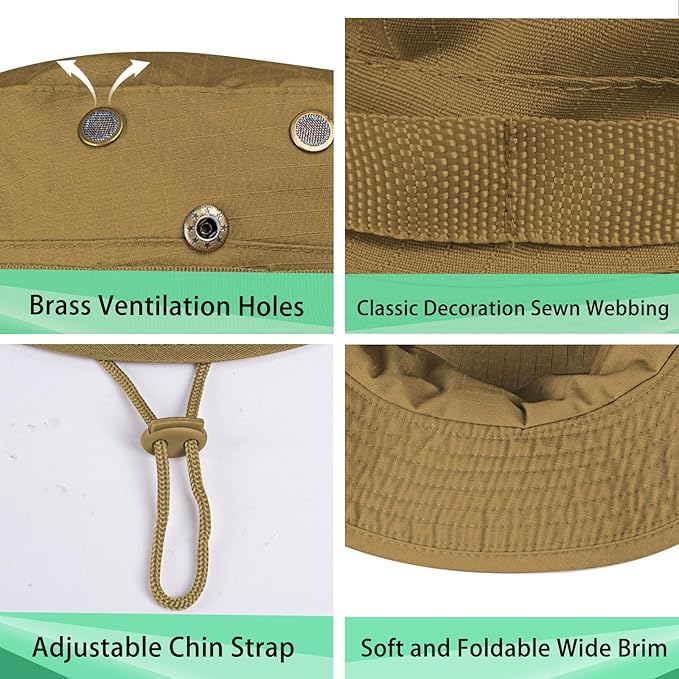 Sun Hats for Men Women Boonie Hat UPF 50+ Bucket Hat Wide Brim UV Protection Fishing Hiking Safari Outdoor Hats