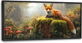 Forest Fox Large Wall Art Framed Rustic Wall Decor for Living Room Fox Mushroom Pictures Oversized Canvas Print Painting Modern Extra Large Framed Artwork for Bedroom Office 60"x30"