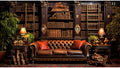 Vintage Luxury Library Bookshelf Backdrop School Library Bookshelf Collection Photography Background Home Office Sofa Business Conversation Room Retro Books Shelves Background Videos Prop 15x10ft
