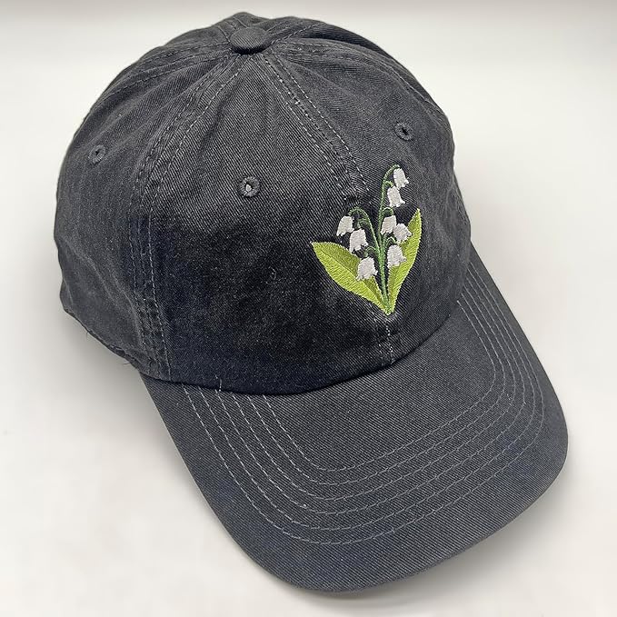 Cute Flower Hat, Elegant Floral Embroidered Adjustable Baseball Cap for Men Women, Gifts for Flower Lovers, Black