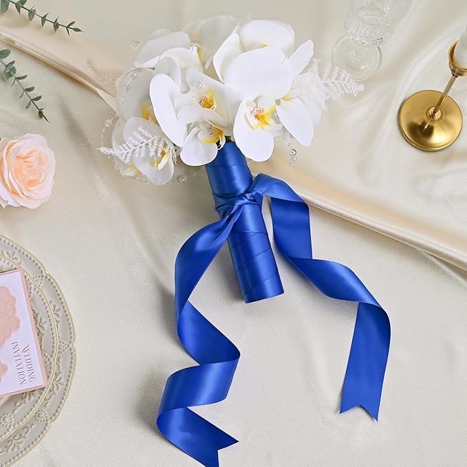 Double Face Cobalt Blue Satin Ribbon 1-1/2 inch X 50 Yards Polyester Cobalt Blue Ribbon for Gift Wrapping Very Suitable for Weddings Party Hair Bow Invitation Decorations and More