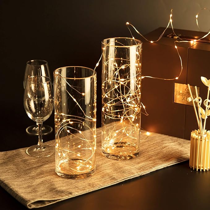WGV Cylinder Vase Bulk, Diameter 5", Height 8", Clear Glass Floral Planter Container, Floating Candle Holder for Wedding Party Event Home Office Decor, 6 Pieces