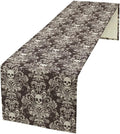 Gothic Table Runner,Damask Skull Victorian Black Floral Boho Table Runner for Home Kitchen Table Dining Garden Farmhouse Wedding Party Decor 13x120 Inch