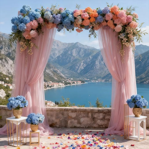 10x10 Dusty Rose Tulle Backdrop Curtains for Parties, Sheer Backdrop Curtain Wedding Photo Background Drapes for Baby Shower Photography Birthday Party