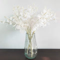 19" Faux Flowers Artificial Silk Silver Dollar Eucalyptus Stems Fake Plant for Vase Home Wedding Decor 3 Pcs (White)