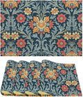 William Morris Vintage Floral Placemats Rural Farmhouse Floral Art Printed Dining Table Mats Set of 4 for Home Kitchen Holiday Picnic Party Decoration 12x18in