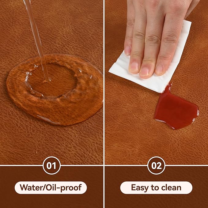UnivoColors PU Leather Placemats Set of 8,15 Inches Round Washed Cowhide Pattern Table Mats for Dining Table, Kitchen, Party Decoration(Retro Reddish Brown)