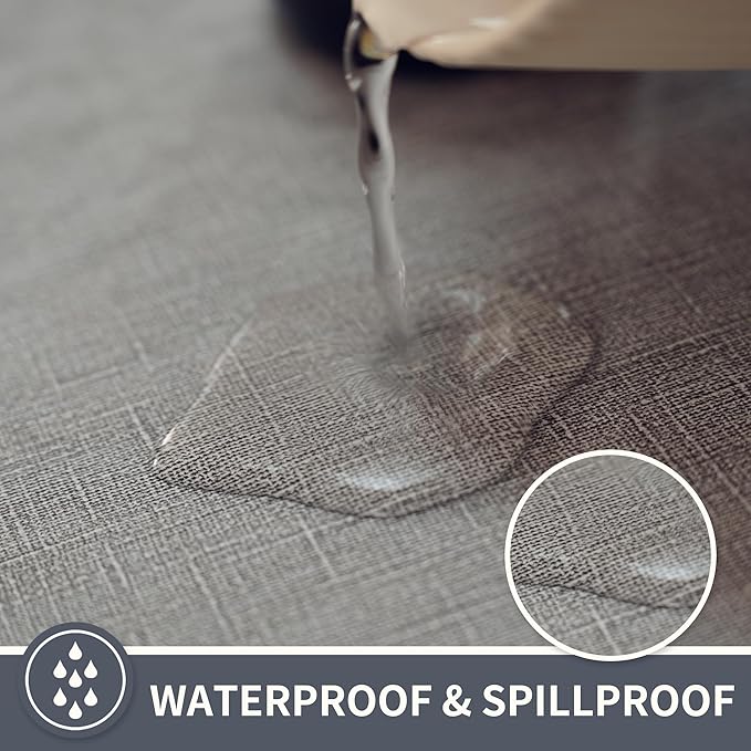 Rectangle Table Cloth,100% Waterproof Tablecloth Oil Proof Spill Proof Vinyl Table Cloth, Wipe Clean Plastic Table Cover for Dining, Camping, Indoor and Outdoor 52" x 70",Grey