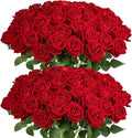 Auihiay 60Pcs Red Roses Artificial Flowers, Velvet Silk Faux Roses, Realistic Red Flowers for Wedding Centerpieces, Cake, Bridal Bouquets, Home Decor, Anniversary, Valentine's Day Decorations