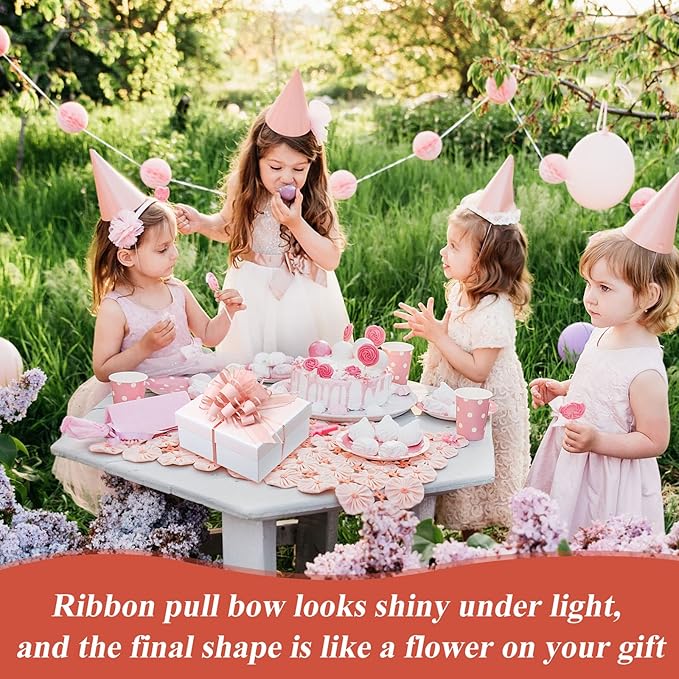 WILLBOND 20 Pieces 6 Inch Pull Bows Gift Wrapping Ribbon Pull Bows for Christmas Wedding Baskets Valentine Multicolor Wrap Accessory for Gift Present Holiday Decor(Gouache Pink)