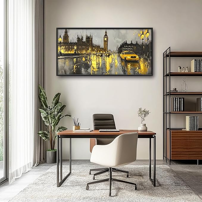 London City Large Wall Art Framed Wall Decor for Living Room, Big Ben Pictures Oversized Canvas Print Painting Modern Extra Large Framed Artwork for Bedroom Office Home Decor 60"x30"
