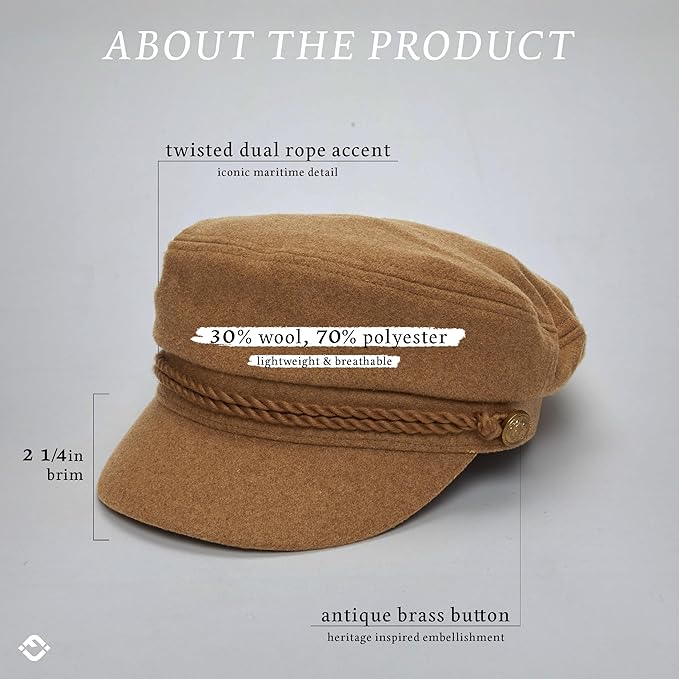 Funky Junque Newsboy Hat for Women – Trendy Greek Fisherman Cap, Classic Women's Baker Boy Newsies Hat, Ladies Fashion Caps