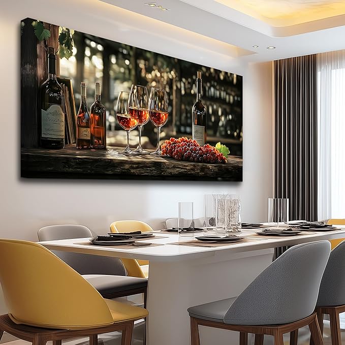 hyidecorart Dining Room Wall Art Still Life Goblet Prints Painting Wine Glass Canvas Wall Pictures Kitchen Art Wall Decor Landscape Poster Pub Living Room Office Artwork Modern Home Decoration 30x60