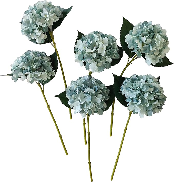 Hydrangea Artificial Flowers,Faux Hydrangea Flowers,Artificial Hydrangeas Flowers with Stems,Fake Hydrangeas,Silk Hydrangeas Flowers with Stems for Home Decor (10, Fall Blue)