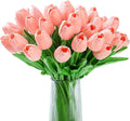 20pcs Pink Tulips Artificial Flowers Fake Silk Tulips Real Touch Flowers for Spring Kitchen Wedding Home Decor Arrangements Easter Decor 14 Inch
