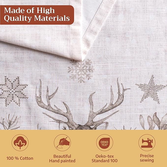 Maison d' Hermine Table Runner 100% Cotton Single Layer Table Runners 72 inches Long for Thanksgiving Christmas Decorations Home Kitchen Dining Party Wedding (Christmas Dew, 14.5" x 72")