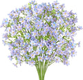 Artificial Flowers 8PCS Silk Flowers with Long Stems, Fake Flowers Bulk Fake Babys Breath, Royal Blue Flowers for Tall Vase Outdoor Garden Wedding Party Home Table (Purple, 8PCS)