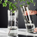 3 Acrylic Cylinder Clear Vase for Centerpieces, Tall Large Unbreakable Plastic Flower Vases for Home Decor (D 4.8" X H 7.8" - H 12" + 2 Holder)
