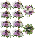 BLOSMON Artificial Flowers Ball Wedding Centerpieces 10 Pcs Lilac Rose Artificial Flower Center Pieces Decoration for Table Silk Kissing Ball Faux Floral Bouquet Arrangements for Home Party DIY Decor