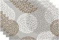 QIYI Boho Placemats Set of 4, 12x18 Inch Linen Fabric Place Mats for Kitchen Dinning, Farmhouse Rustic Floral Cloth Table Mats, Washable Placemat Party Table Décor, Brown Floral Burst