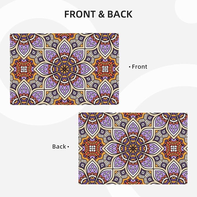 Placemats 4 pcs Mandala Double-Layer Imitation Linen Place Mats Non-Slip Heat-Resistant Tablemats for Home Restaurant Hotel 18×12 Inch