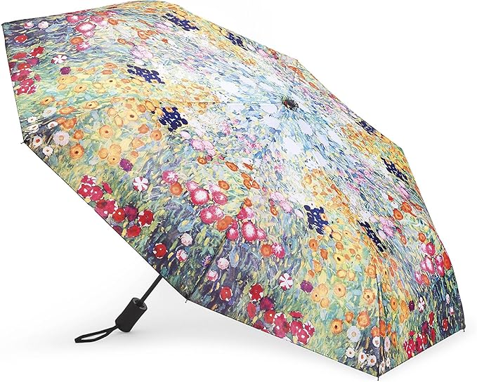 Vibrant Flower Garden Umbrella, 42" Automatic Open and Close Travel Umbrella for Rain, Wind and Sun, Compact, Folding