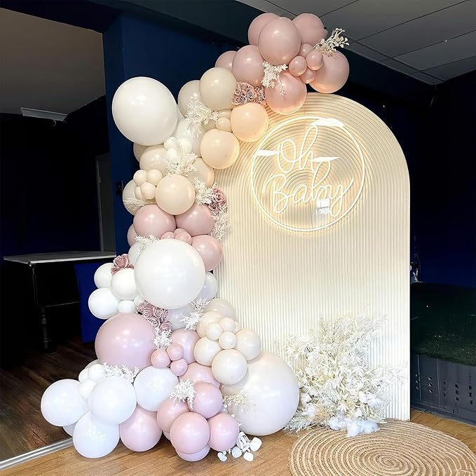 Dusty Pink Balloons Different Sizes, 123 Packs Retro Fog Pink Balloons, Pack of 18 12 10 5 Inch Boho Balloon Garland Arch Kit for Girls Women Birthday Baby Shower Wedding Bridal Valentines Day