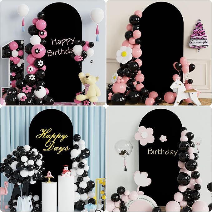 Wokceer 6FT Wedding Arch Cover Spandex Fitted Wedding Arch Stand Covers Round Top Chiara Arch Backdrop Cover for Birthday Party Ceremony Banquet Decoration Black