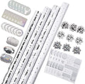 WRAPAHOLIC Silver Christmas Wrapping Paper Set - Silver Snowflakes and Candy Cane Holiday Collection with Metallic Foil Shine Wrapping Paper Bundle with Gift Bow & Ribbon & Tag & Sticker