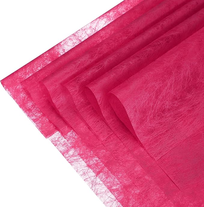 YELARXI Flower Wrapping Paper, Cotton Wrapping Flower Paper, Non-Woven Waterproof Floral Bouquet Wraps - Fitting for (Florist Supplies/Gift) 22 x 22 Inch & 40 Pack & Dark Pink