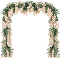 Duovlo 4Pcs 6.6Ft/Piece Imitation Silk Wisteria Garland Hanging Flower Vine for Home Outdoor Garden Ceremony Wedding Arch Floral Decor (Champagne)