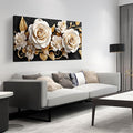 Flower Large Canvas Wall Art for Living Room Bedroom Home Office White and Gold Wall Art Blossom Picture Framed Wall Decor Modern Canvas Prints 24x48 In