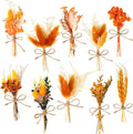 10 Pack Dried Flower Bouquets Mini Dried Flower with Stem Dried Embossing Natural Flower Bundles Artificial Flower Dried Floral Arrangement for Vase DIY Wedding Decor (Orange Series)
