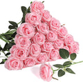 Nubry 24pcs Artificial Silk Roses Bulk,Fake Roses Flower with Stems Realistic Flowers for Wedding Centerpiece Home Party Decor(Pink)