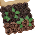 Artificial Flowers, 25pcs Brown Artificial Rose for DIY Wedding Bouquets Centerpieces Arrangements, Brown Rose and Dahlia Flowers with Stem for Bridal Shower Party Home Decorations