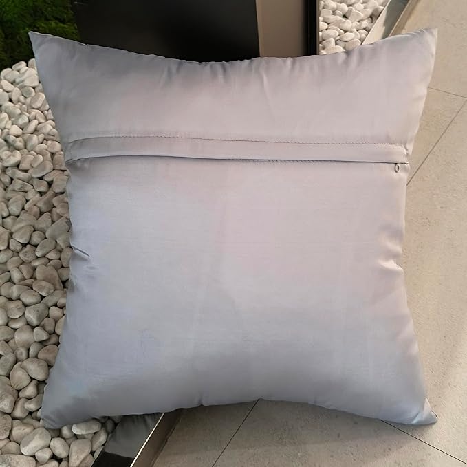 Bella's Giftshop 3D Sunflower Decorative Throw Pillow Covers for Bed Sofa Couch Car, Accent Floral Taffeta Cushion Cover, Handmade Pillow Cases Living Room Decor, 17x17 Inch-Gray/Silver