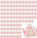 Jetec 100 Pcs Teapot Candy Box Floral Flower Tea Party Favor Gift Box Candy Boxes for Tea Garden Wedding Favors Bridal Showers Brunches Birthdays Decorations(Pink)