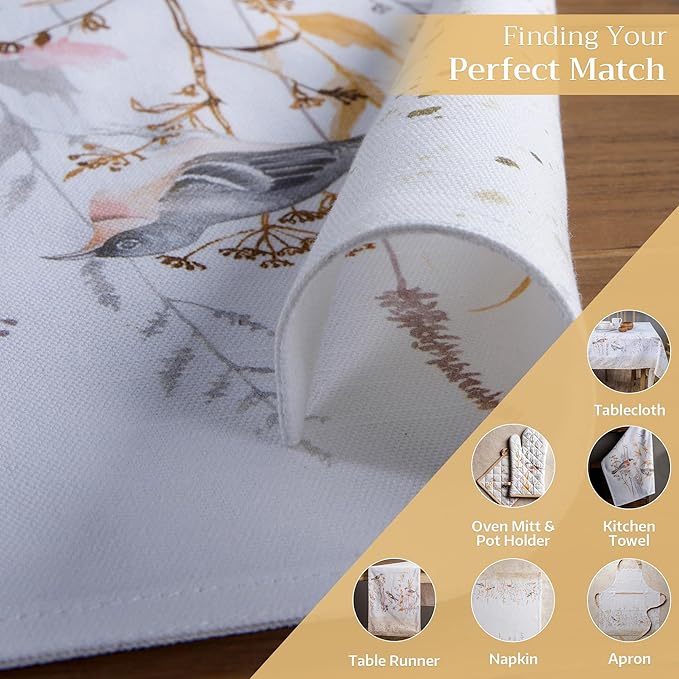 Maison d' Hermine Placemats Set of 4 100% Cotton Washable Cloth Place Mats, Reusable Table Mats for Kitchen Dining Decoration, Party, Restaurant Spring/Summer (Meadow Florals - Beige, 13" x 19")