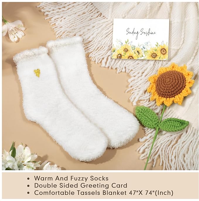 Gifts for Women, Best Friend Birthday Gifts, Get Well Soon Self Care Package Box, Sending Sunshine Sunflower Basket, Thinking of You Inspirational Christmas Gifts for Mom Her Sister Wife
