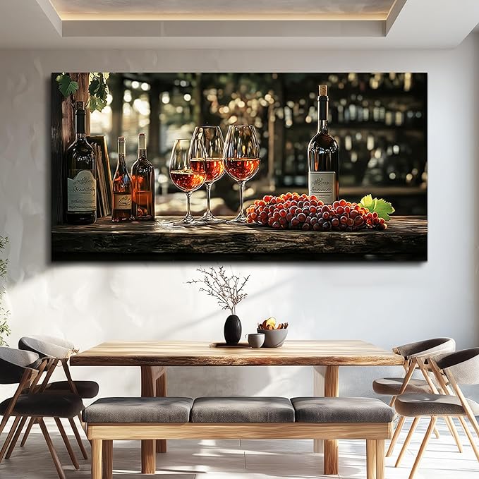 hyidecorart Dining Room Wall Art Still Life Goblet Prints Painting Wine Glass Canvas Wall Pictures Kitchen Art Wall Decor Landscape Poster Pub Living Room Office Artwork Modern Home Decoration 30x60