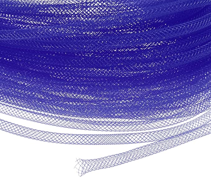 Mesh Tube Ribbon 45 Yards, 4mm Elastic Fabric Ribbons Mesh Tubing for Crafts/Gift Wrapping/Flower Bouquets/Wedding/Birthday/Holiday/Wreaths Christmas/Decoration[Dark Blue]