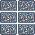 patdrea Blue Chinoiserie Rectangular PVC Placemats, Pack of 6, Waterproof Insulation, Soft and Durable, Suitable for Dining Table, Kitchen and Coffee Table Decoration,12"*17"