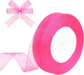 3/4 Inch x 50 Yards Sheer Organza Ribbon Chiffon Ribbon for Gift Wedding Flower Bouquet Wrapping Decorations Crafts (Hot Pink)