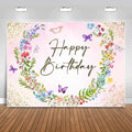 Sensfun Wildflower Happy Birthday Backdrop Banner Wild Flower Birthday Decorations,Spring Floral Butterfly Photography Background for Girls Wildflower One Birthday Party Decor Photo Booth Props 8x6ft