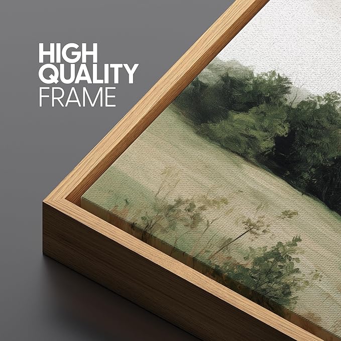 SIGNFORD Large Framed Canvas Print Wall Art Rustic Countryside Landscape Illustrations Modern Art Relax/Calm Warm for Living Room, Bedroom, Office - 60"x20"