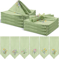 Tioncy 12 Pcs Christmas Floral Cloth Napkins Decorations Bulk Embroidered Wildflower Dinner Napkins Tea Cocktail Party Gifts Xmas Stocking Stuffers for Holiday Table Decor (Sage Green)