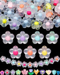 FIVEIZERO 300PCS Acrylic Flower Beads — Multicolor Transparent Flower Bracelet Charms for DIY Jewelry Making, Bracelets & Necklaces